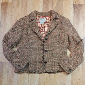 Worth Vintage Brown Silk And Alpaca Blazer Tailored Tweed Jacket W Worth